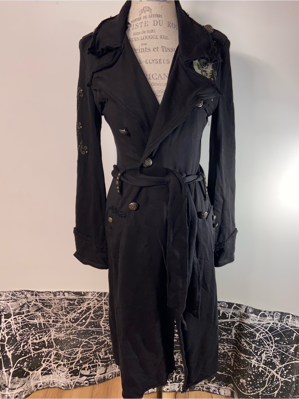 TAG Couture Women's Black Belted Trench Dress medium
